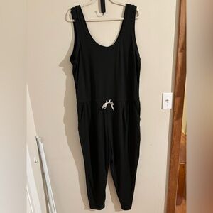 Vuori Lux Harem Black Sleeveless Drawstring Jumpsuit - XL